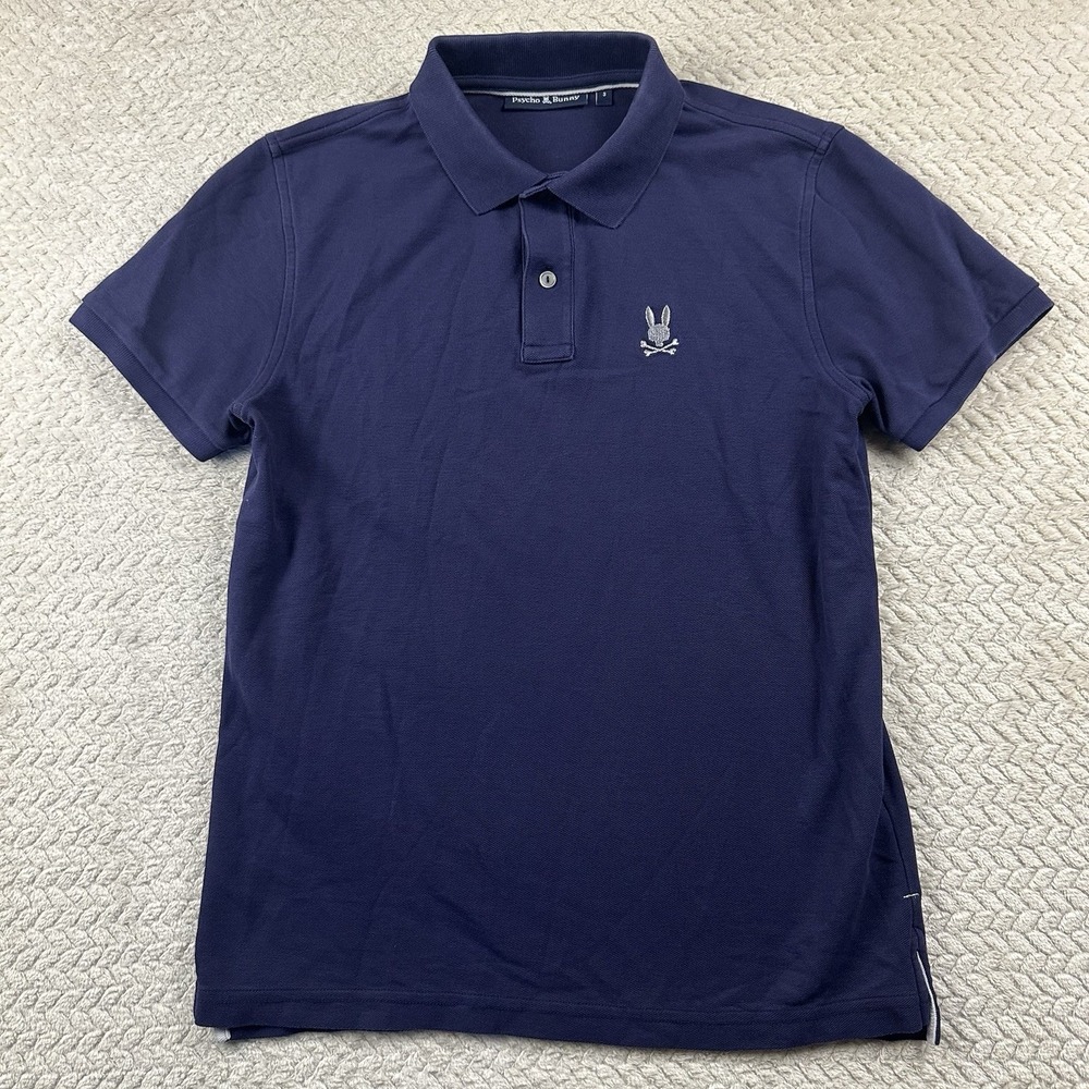 Psycho Bunny Polo Shirt Mens Small Size 3 Navy Short Sleeves Casual Golf Preppy